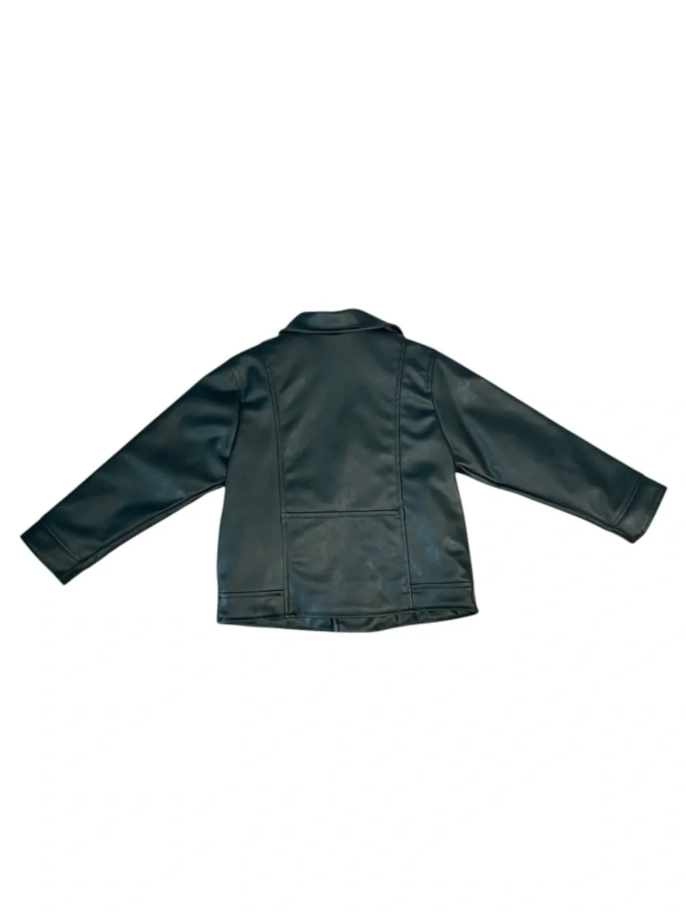 Zara Kids Black Faux Leather Long Sleeve Biker Jacket